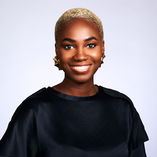 Studio business headshot of young black female corporate executive