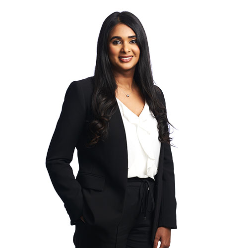 Business portrait of young female lawyer on white background