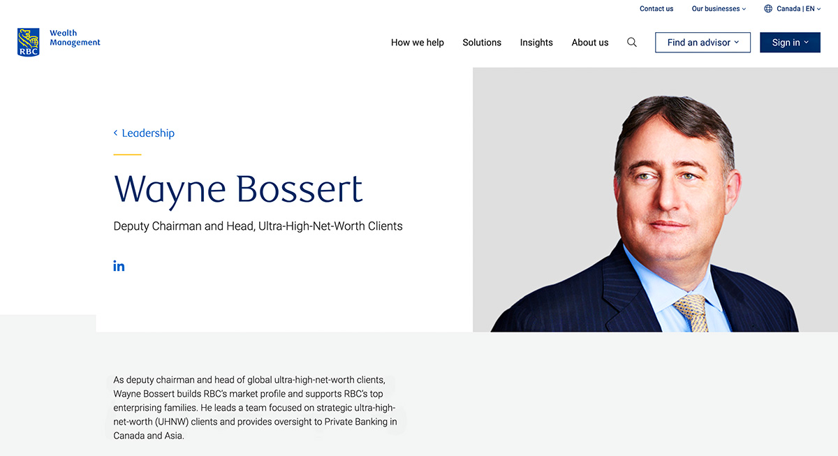 Toronto corporate headshot of male RBC executive