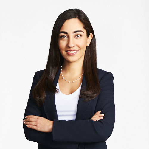 Studio business portrait of young female corporate lawyer